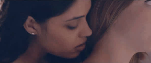 Otmara Marrero kissing Sydney Sweeney's neck in Clementine