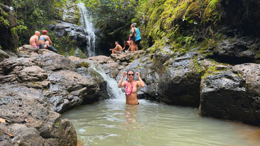 Skinny Dipping Under a Waterfall... Surrounded by People