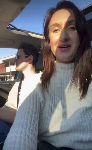 big tits car public clip