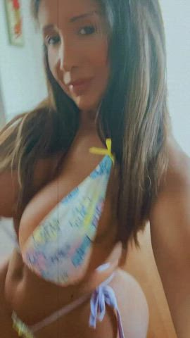 big tits bikini cleavage fake boobs fake tits huge tits latina milf peruvian clip