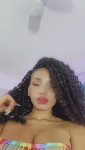 african american afro big tits camgirl cute ebony fishnet lipstick stripchat clip