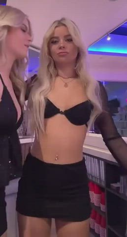 blonde flashing small tits clip