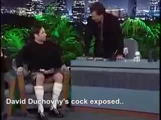 David Duchovny in a kilt on Larry Sanders show
