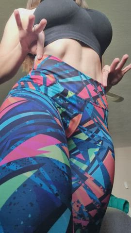 busty fitness leggings sfw clip