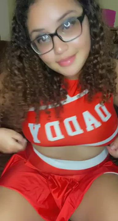 Brunette Busty Cheerleader Ebony Glasses Innocent OnlyFans Teen clip