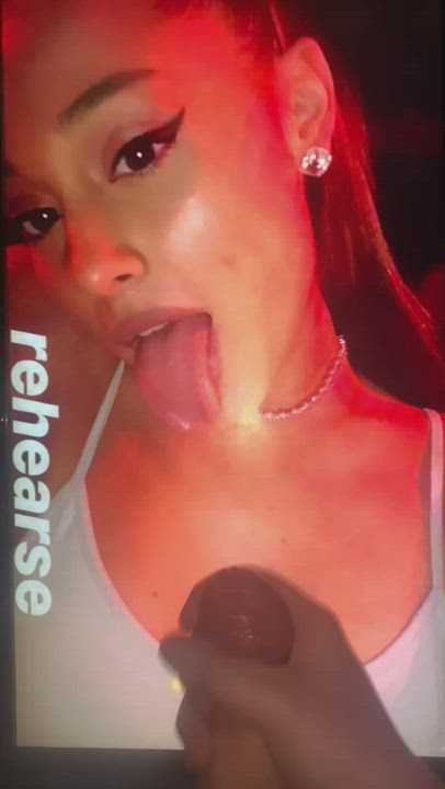 ariana sticking her tongue out is perfect for this giant cumshot - who is next?