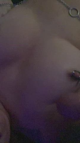 Slow motion cum shot all over my clamped pierced nipples 💦💦💦💋
