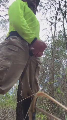 cumshot jerk off outdoor worker clip