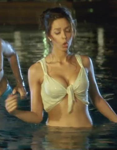 big tits bikini bollywood celebrity cleavage pool swimming pool clip