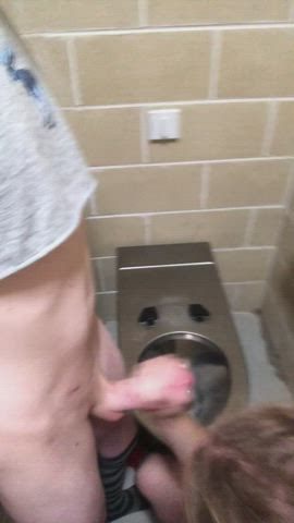 Getting blown and owned in a public bathroom (18)