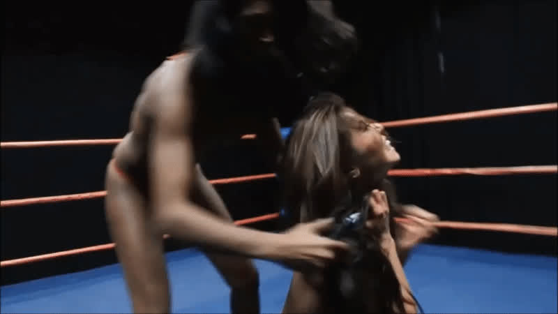 akira lane asian big tits bikini brunette wrestling clip