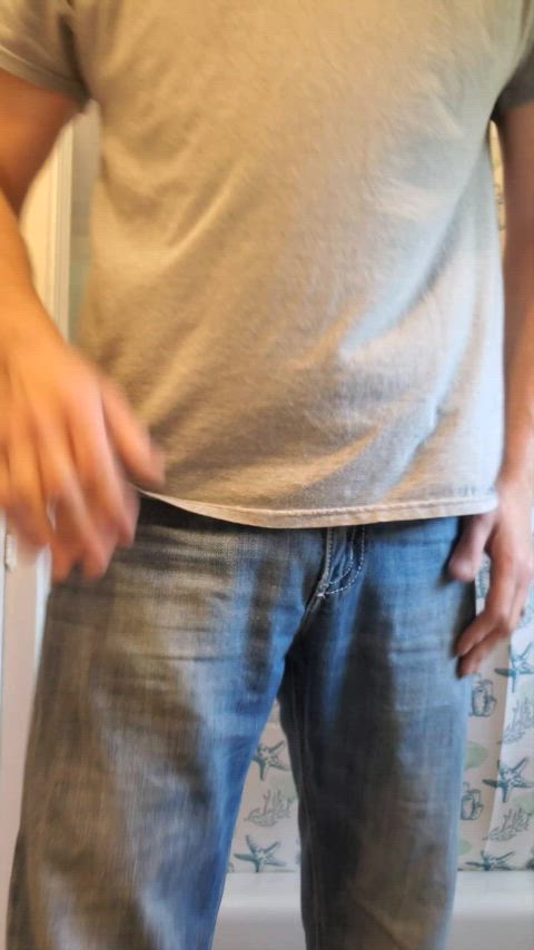 amateur male masturbation solo jerk off female pov jeans underwear bulge hairy chest