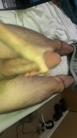 Thick oozing cumshot from my giant 19 year old cock, 2nd in last hour!?