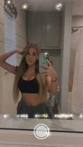 booty cute girlfriend girls long hair mirror selfie tiktok tits clip