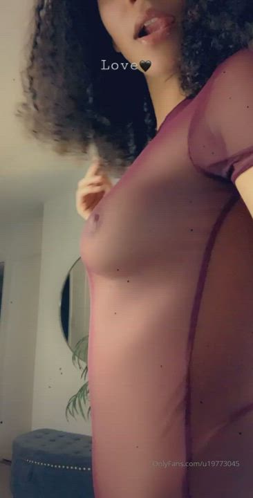 Ebony Sheer Clothes Small Tits clip