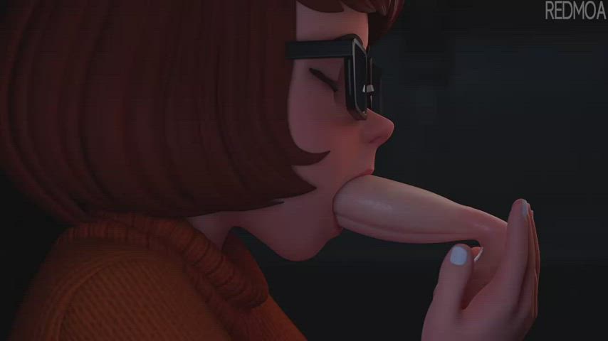 Velma giving a "Ghost Cock" an AMAZING blowjob!