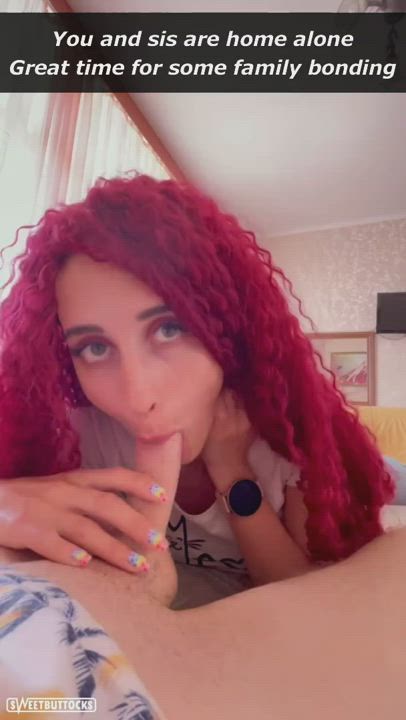 Blowjob Caption Redhead clip