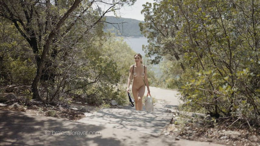 A Beautiful Girl Walking Back from the Nude Beach 🥰