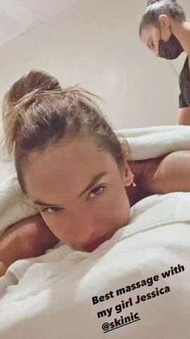 Alessandra Ambrosio Cleavage Massage clip