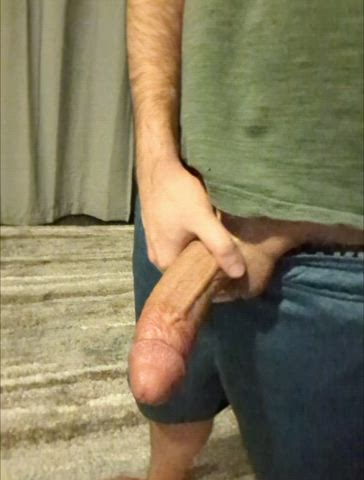 Saturday night stroking my thick cock