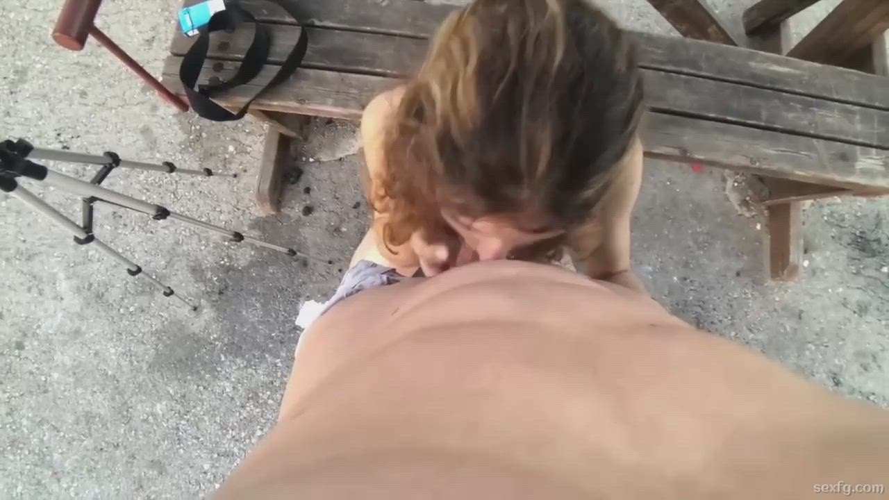 Outdoor Blowjob and Cum in Mouth