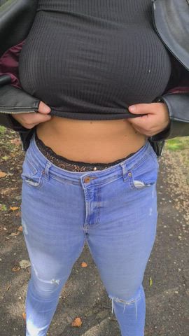 Massive outdoor risky titty [drop]