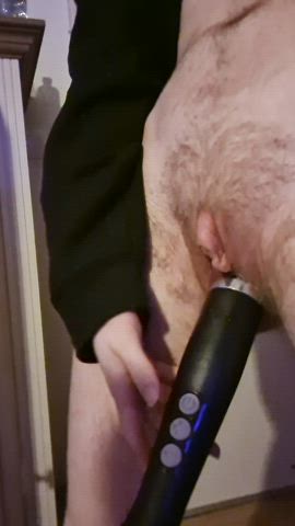 Playing with my wand in my pussy for the first time