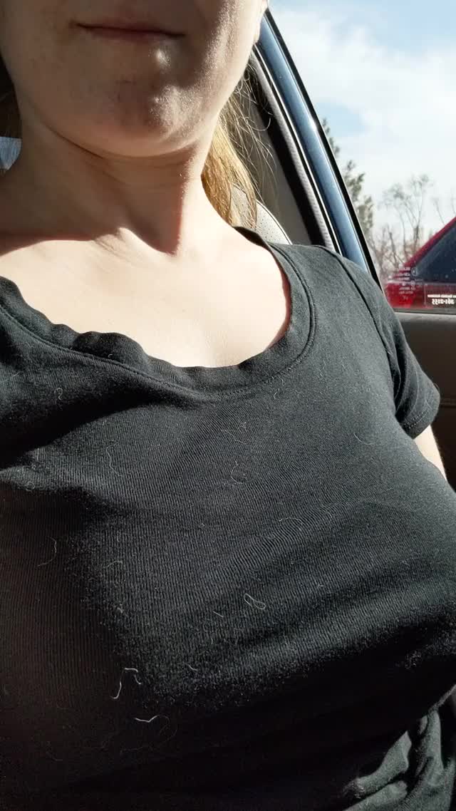 Getting the titties out in the Target parking lot [gif]