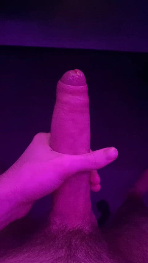 Stroking my big uncut 7.5 inch dick