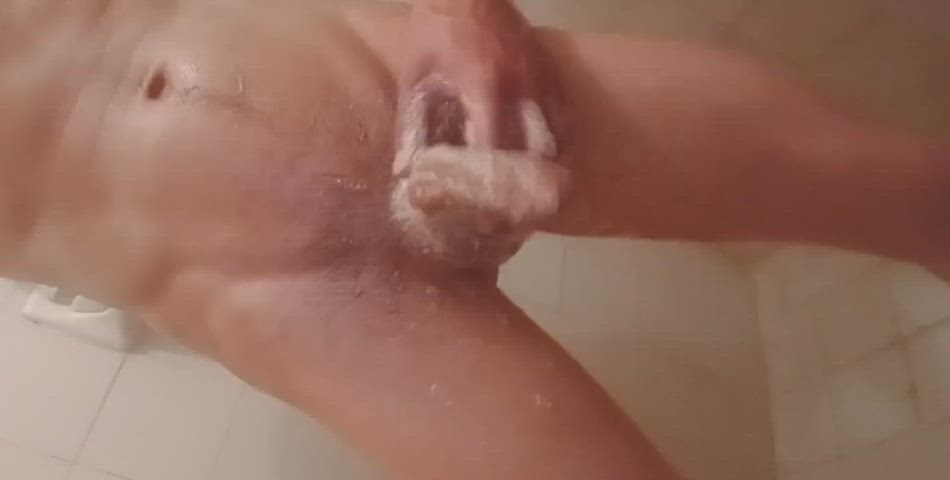 Shower Handjob Cumshot Masturbating clip