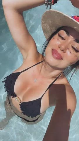 Bikini Boobs Brazilian Brunette Dani Goddess Pool Tease Tits Wet clip