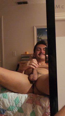 ballplay balls big balls big dick jerk off mustache tease teasing thighs clip