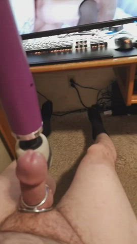 cum cumshot male masturbation thick cock vibrator clip