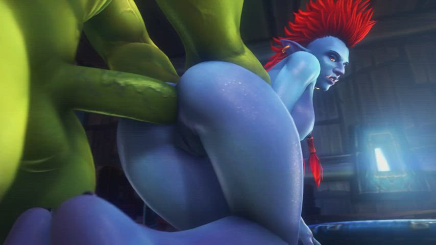 3d anal animation blue doggystyle fantasy monster cock monster girl clip