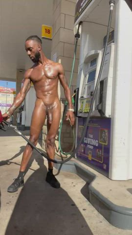 Standing in public pumping gas naked today🥵