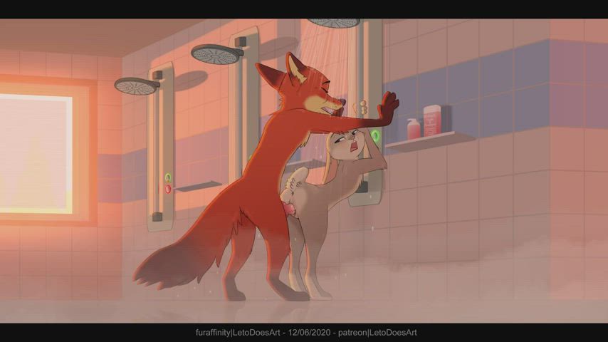 Animation Bathroom Bunny Sex Shower Standing Doggy clip