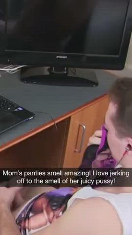 family mom panties sniffing son step-mom step-son clip