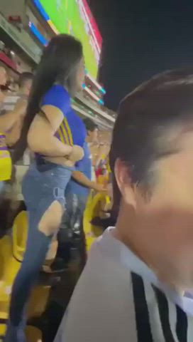 Sexy Latina is happy that her soccer team scored