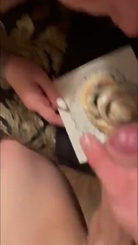 Submissive Slut eats cum, cinnamon bun full of CUM - cum on food