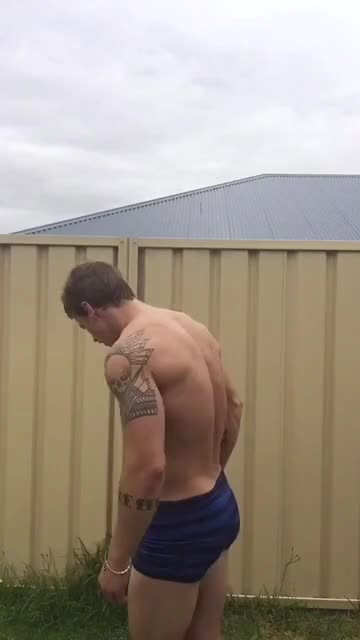 Muscle Guy in the back yard