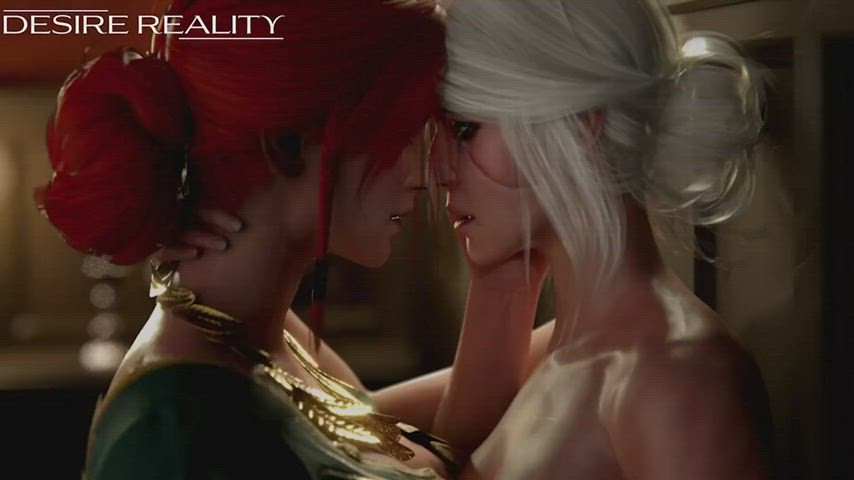 animation fingering french kissing kiss kissing lesbian redhead yuri clip