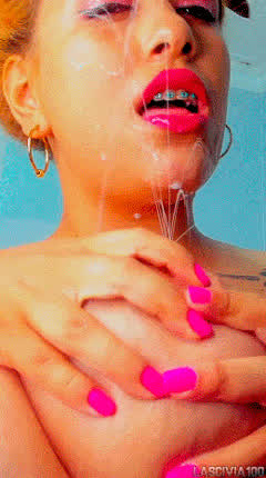 Cam Camgirl Latina Lipstick Milking Nails Natural Tits Vertical clip
