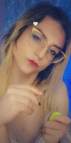 cosplay costume cum glasses kiss solo wet clip