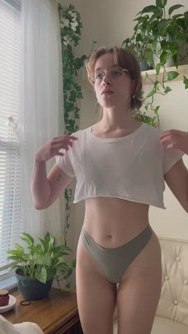 Amateur Glasses Homemade Legs Pantyhose Short Hair Small Nipples Small Tits Topless
