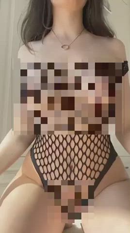bouncing tits censored clothed dontslutshame fishnet perky petite tease clip