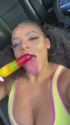 big tits licking tongue fetish clip