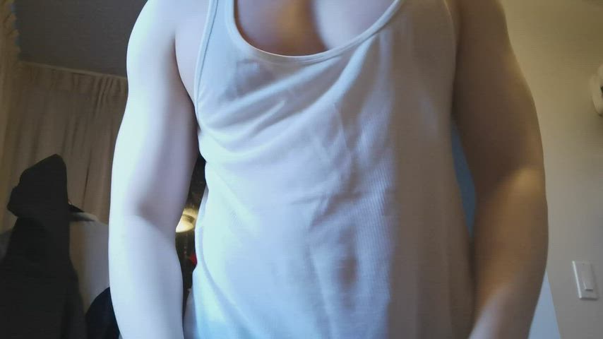Nipple Play in a Wife Beater After Workout