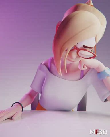 Animation Back Arched Bending Over Dildo Flexible Fuck Machine Glasses Huge Dildo