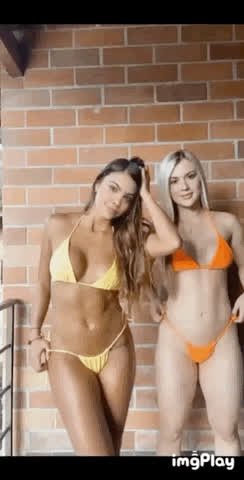 Babes Bikini Blonde Dancing Friends Sensual Tanned TikTok clip