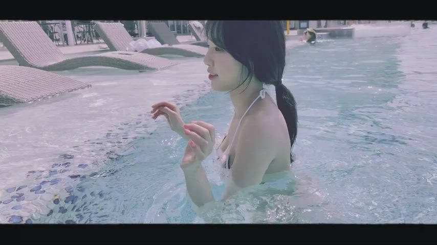 asian cute korean model swimming pool clip
